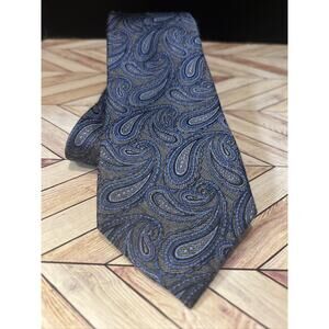 Pronto Uomo Tie / Blue Gray Paisley/ 3” Width